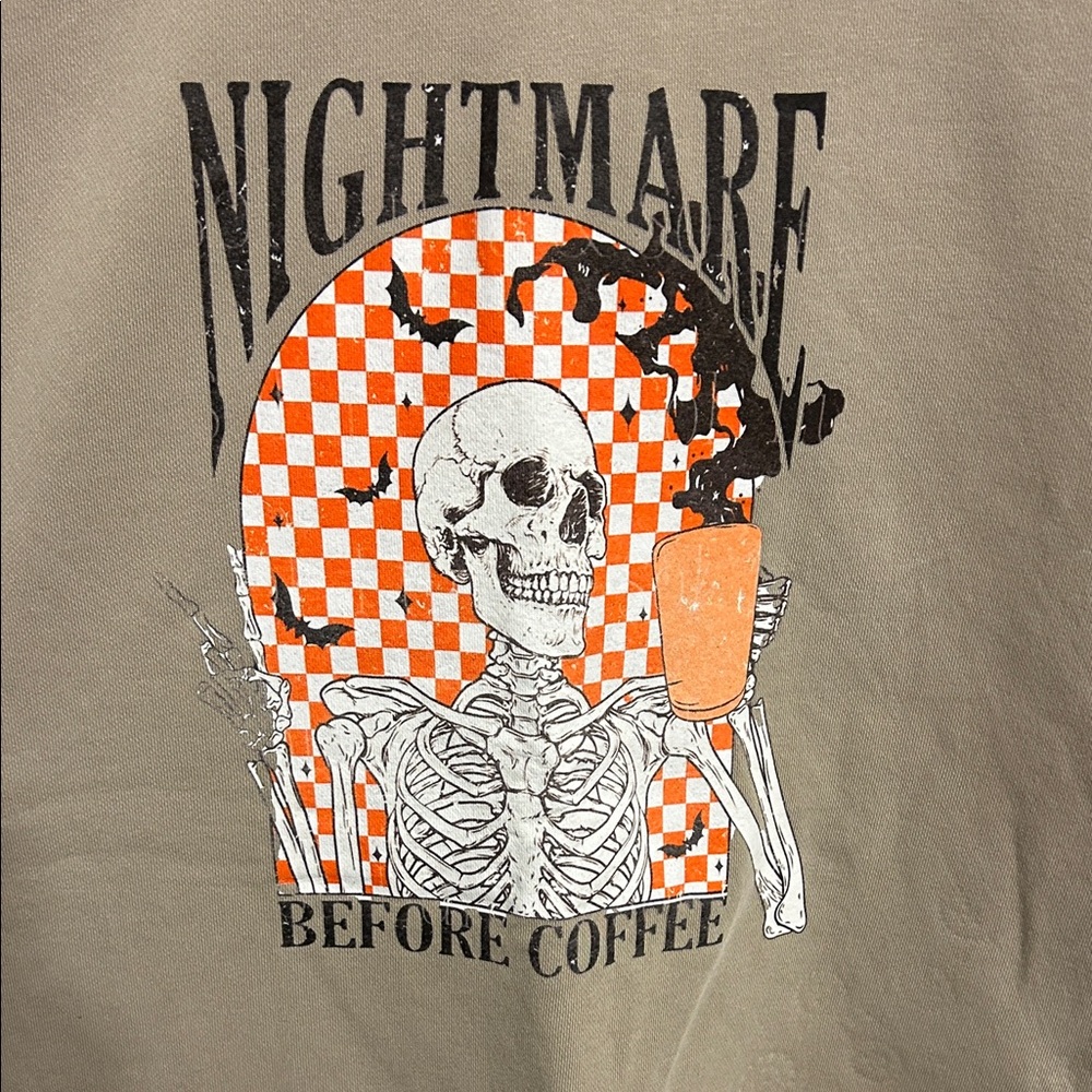 Distressed by HB Nightmare Before Coffee Graphic crewneck